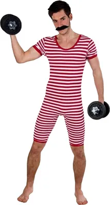 Produktbild von Herren Retro-Badeanzug rot-weiß - Größe XXXL