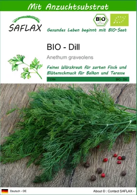 Produktbild von SAFLAX - BIO - Dill - Anethum graveolens - 700 Samen - Mit keimfreiem Anzuchtsubstrat