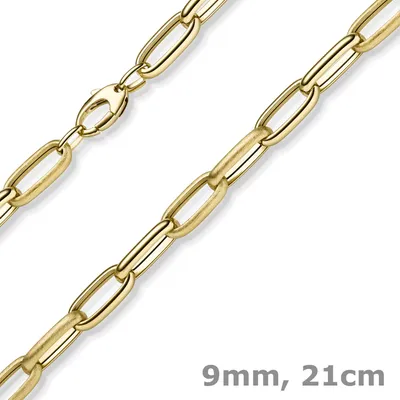 9mm-Armband-aus-585-Gelbgold-matt-glänzend-21cm