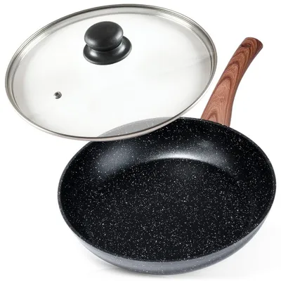Obrázek produktu pro Vilde | Pánev na smažení se skleněnou poklicí Ø 26 cm - Hliník - Nepřilnavý povrch - BLACK&WOOD