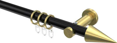 Produktbild von Interdeco Gardinenstange / Vorhangstange Schwarz / Messing-Optik, Typ Platon Savio (Kegel), 20 mm Ø 1-läufig, 200 cm
