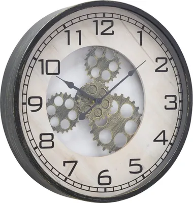 Produktbild von BOLTZE Wanduhr "Industry" aus Glas/Holz/Metall in schwarz/weiß B48cm, Uhr