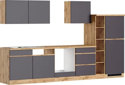 Produktbild von Held Möbel Küchenzeile ohne Geräte PISA 330 cm grau matt zerlegt Variante reversibel 1106.6311