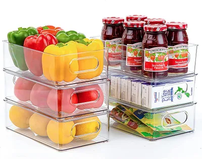 Produktbild von Kühlschrank Organizer 6er Set  Aufbewahrungsbox Organisation Stapelbare Fridge Organizer Box für Küchen, Kühlschrank, Schränke