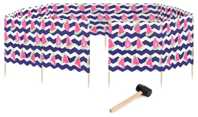 Produktbild von Garronda Strand Windschutz Sichtschutz 15m lang plus Gummihammer GAEX001 (Wassermelone-2, 15 m)