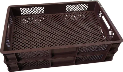 Produktbild von 2x Bäckerkiste Brötchenbox Brotbehälter Konditorenbox Stapelbox Gitterbox EURO-Norm 9cm braun