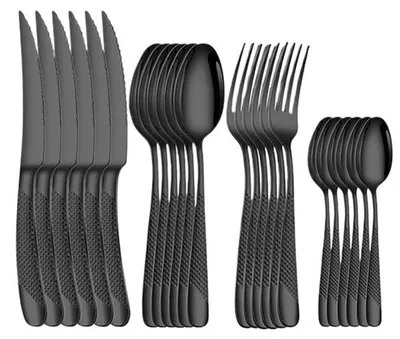 Image de Service de table pour 24 personnes avec couverts en acier inoxydable
