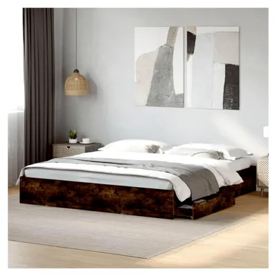 Produktbild von Bettgestell mit Schubladen ohne Matratze in Räuchereiche 200x200 cm