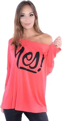 Obrázok produktu pre Dámska blúzka s dlhým rukávom a potlačou Áno; Coral/2XL/3XL
