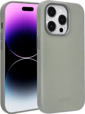 Produktbild von Accezz MagSafe Leather Backcover iPhone 14 Pro - Light Grey