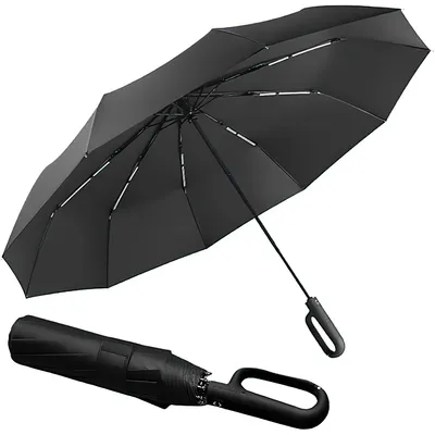 Produktbild von Regenschirm,Auf Zu Automatik Schirm,Sonnenschutz und Windschutz,Windbeständiger Ringschnallen Regenschirm,Schwarz