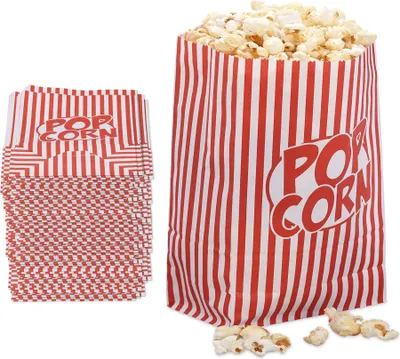 Image de Sachets de popcorn à motifs rétro - 48 pièces