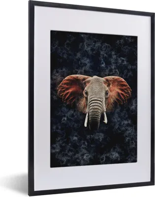 Produktbild von MuchoWow® MuchoWow® Gerahmtes Poster Elefant - Orange - Rauch 30x40 cm - Poster mit zchwarzem Bilderrahmen - Wandposter Schlafzimmer