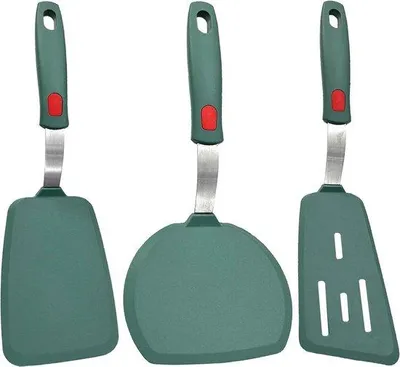 Immagine prodotto di Spatole in silicone verde, resistenti al calore, senza BPA, set da 3 pezzi