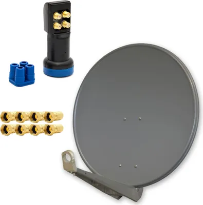 Produktbild von PremiumX DELUXE80 Sat Anlage 80 cm Alu Quad LNB 4 Teilnehmer FULLHD 3D