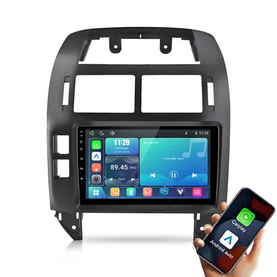 Zdjęcie produktu dla Radio samochodowe 9-calowe z CarPlay, Android Auto, nawigacją GPS, sterowaniem przy kierownicy (SWC), Bluetooth i RDS, przeznaczone do samochodów VW Polo 9N (2001-2009)