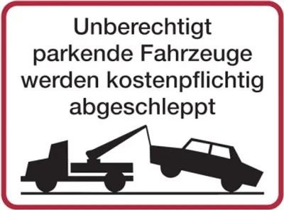 Produktbild von Dreifke® Parkverbotsschild, Unberechtigt parkende Fahrzeuge, 300x400mm, Alu g...