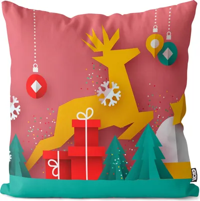 Produktbild von VOID Rentier Geschenke Kugeln Kissenbezug Kissenhülle Sofakissen Kissen Deko Outdoor-Kissen Dekokissen