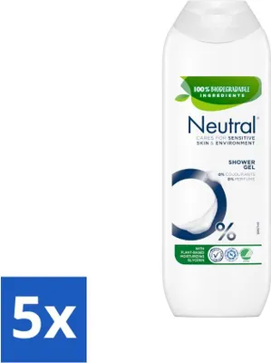 Zdjęcie produktu dla Neutralny - Żel pod prysznic - Skóra wrażliwa - 0% barwników i perfum - Z roślinną gliceryną - 250 ml - Value pack - 5 szt