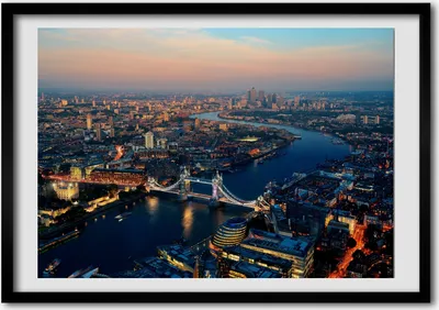 Produktbild von Bild - Bilder - Bilderrahmen - 70 cm x 50 cm - MDF-Rahmen, Wandkunst Luftaufnahme von London