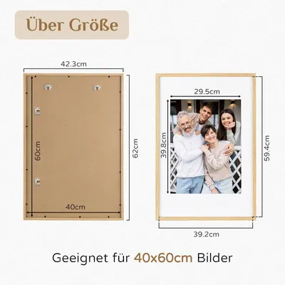 Produktbild von Bilderrahmen 40x60 cm, 3er-Set, Holz, braun, Wanddekoration für Zuhause
