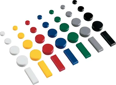 Image de Aimant MAULpro rond, 20 pièces, 2 kg, plastique ferrite, incassable, érodé, laqué, Ø 3,35 x 1,4 cm, blanc