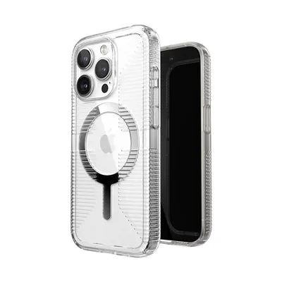 Zdjęcie produktu dla Speck Gemshell Grip + MagSafe - Etui do iPhone 15 Pro (Clear / Chrome Finish)