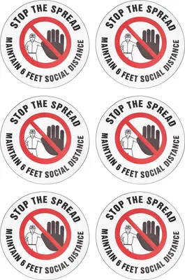 Image de 2 Sets Social Distancing Sign Keep Distance Wall Sticker for Home Supermarket Public Place