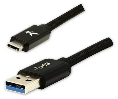 Immagine prodotto di Cavo USB Logo (3.2 gen 1) USB A maschio - USB C maschio 2 m nero 5 Gbps, 5V/3A treccia di nylon,