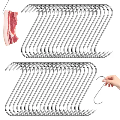 40 S-Haken aus Edelstahl, 13 cm, für Fleischverarbeitung