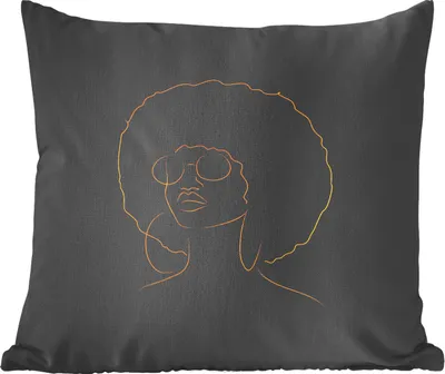 Produktbild von MuchoWow® Zierkissen Sofakissen Wohnzimmer Dekokissen 60x60 cm Frau - Brille - Gold - Schwarz - Sitzfläche - Foto Polster
