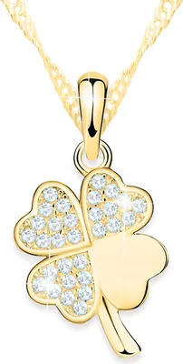 Immagine prodotto di Collana a quadrifoglio d'oro con trifoglio in cristallo zirconia, ARGENTO 925