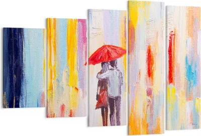 Produktbild von Bild auf Leinwand - Leinwandbild - Liebhaber Regenschirm - 150x100cm - Wand Bild - Wanddeko - Leinwanddruck - Bilder - Kunstdruck - Wanddekoration - Leinwand bilder - Wandkunst - EG150x100-3692