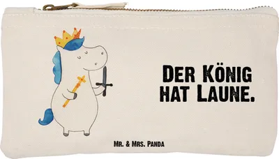 Produktbild von Mr. & Mrs. Panda kosmetiktäschchen Einhorn König mit Schwert Größe S Klein - Weiß - Geschenk, Pouch, Einhörner, Federmappe, Ritter, Etui, Schulmäppchen, Kulturbeutel