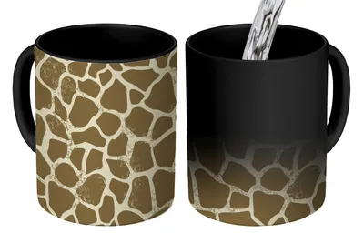 Obrázok produktu pre KitchenYeah® Magický hrnček Magický hrnček Magický vzor - žirafa - kožušina 350 ml Hrnček na zmenu farby Nápad na darček - magický hrnček - foto hrnček - keramické hrnčeky - obrázky - šálka kávy - hrnček na nápoje -