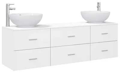 Image de Ensemble de meubles de salle de bain vidaXL, 3 pièces, blanc, 49,5 x 44,5 x 65 cm