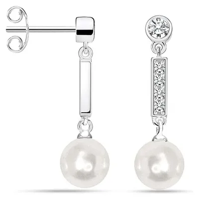 Imagen del producto de Aretes asimétricos de perlas y plata para mujer, modelo BIPE061