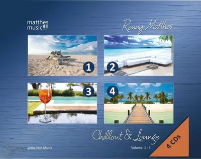 Produktbild von Chillout & Lounge (Vol. 1-4) - Gemafreie Hintergrundmusik (Jazz, Chillout, Ambient & Piano Lounge) 4 CD - Edition