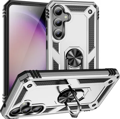 Produktbild von Mobigear Armor Ring  Samsung Galaxy S23 FE Hülle Hardcase Backcover Stoßfest mit Ringhalter - Silber