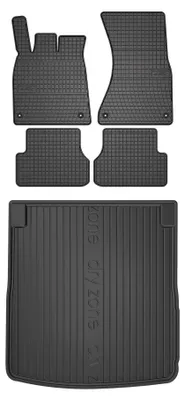 Productafbeelding van Rubberen automatten + kofferbakmat voor Audi A6 C7 2011-2017 (stationwagen) – 5-delig, zwart, op maat – Wielganizator SolidPRO