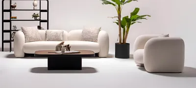 Immagine prodotto di Set moderno per soggiorno Elegante divano a 3 posti Raffinata poltrona imbottita 2 pezzi