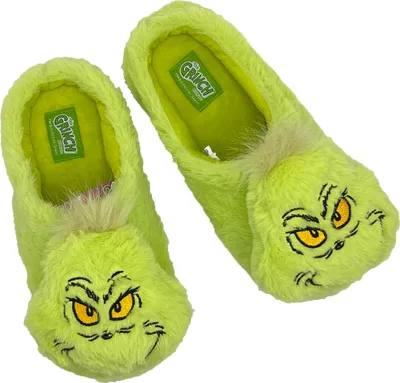 Produktbild von Grinch Hausschuhe Herren 3D Plüsch Pantoffeln mit fester Sohle, warme Kuschel Slipper in Grün, offizieller Lizenzartikel, Weihnachtsgeschenk, Größe Schuhe Herren:46/47