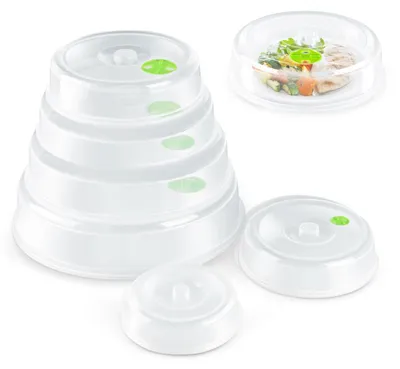 5er-Set Mikrowellenabdeckungen, BPA-frei, spülmaschinengeeignet, transparent