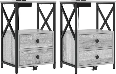 Produktbild von vidaXL Nachttisch 2 pcs Graues Sonoma 40 x 31 x 60 cm Holzwerkstoff