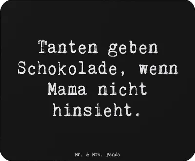 Produktbild von Mr. & Mrs. Panda Mouse Pad Spruch Tante Schokolade - Schwarz - Geschenk, pc mousepad, mauspad laptop, einzigartige Designs, Dankeschön, Freuden, Neffe, Geschenke, Nichte