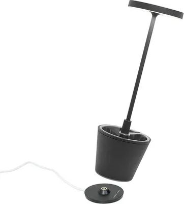 Produktbild von Poldina Reverso Dunkelgraue LED-Tischleuchte, wiederaufladbar und dimmbar mit einer Akkulaufzeit von bis zu 12 Stunden. Außen IP65