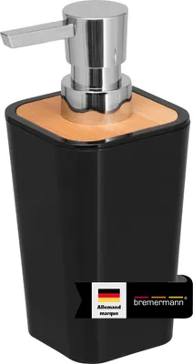 Image de bremermann Distributeur de savon CALVI en bambou et plastique | Capacité de remplissage 320 ml