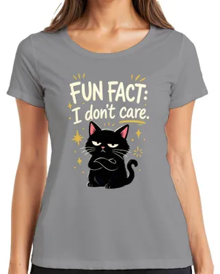 Produktbild von Fun Fact I don't care Schwarze Katze Grumpy Statement Kätzchen Damen T-Shirt, Grau, XXL