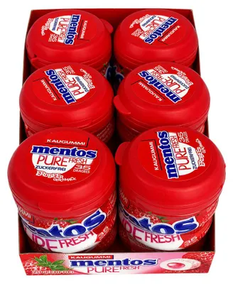 Produktbild von Mentos Pure Fresh Erdbeere, Kaugummi, zuckerfrei, Dose 6x 70g