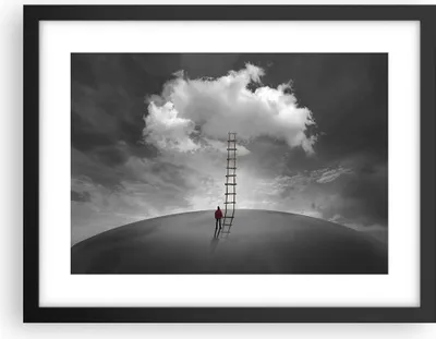 Produktbild von Gerahmtes Poster - Schwarzer Rahmen - Symbol Leiter Himmel - 40x30 cm - Wand Bild - Wanddeko - Wandbilder - Kunstposter - Wandposter - Bilderrahmen - Bilder - Kunstdruck - P2BAA40x30-4900